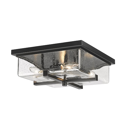 Z-Lite Sana 4 Light Outdoor Flush Ceiling Mount Fixture, Black And Seedy 592F-BK